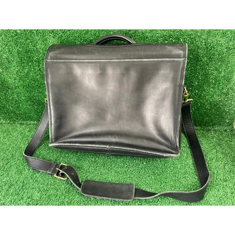 Coach 0544 Compact Organizer Brief Vintage Leather Mahogany Black Briefcase